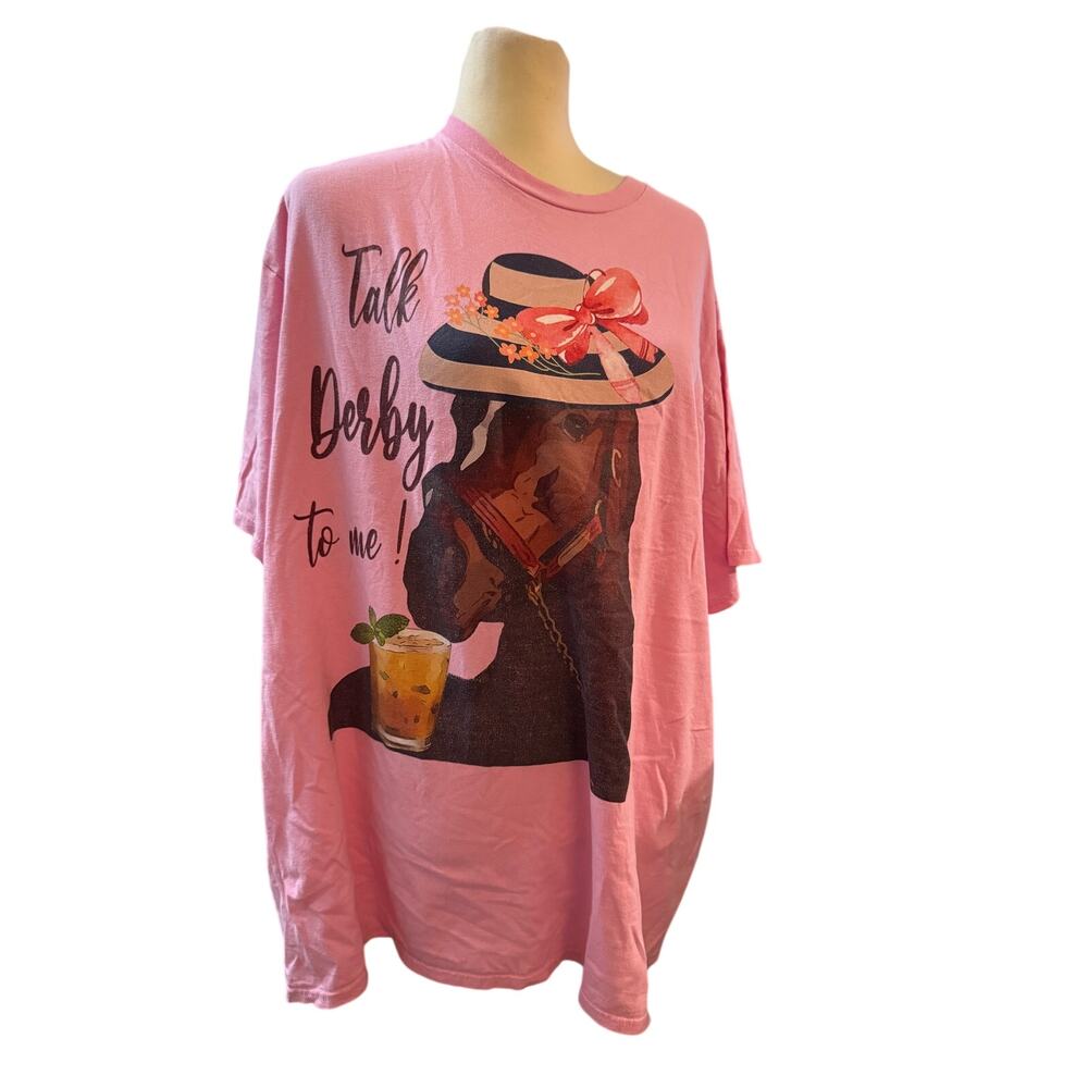 Talk Derby To Me Kentucky Derby Tee, Pink, Horse Racing, Plus Size 2X